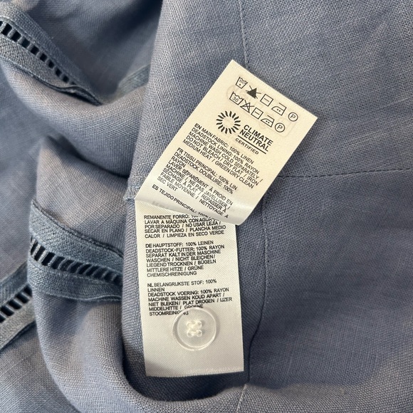 Reformation blue Everett linen midi sleeveless dress in sunflower size 0 - Picture 10 of 10